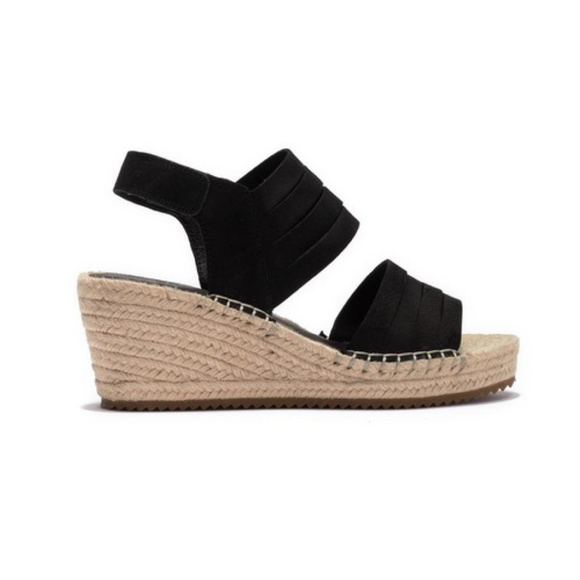Eileen Fisher Black Espadrille Wedge Sandal Sz 10 - Picture 3 of 8